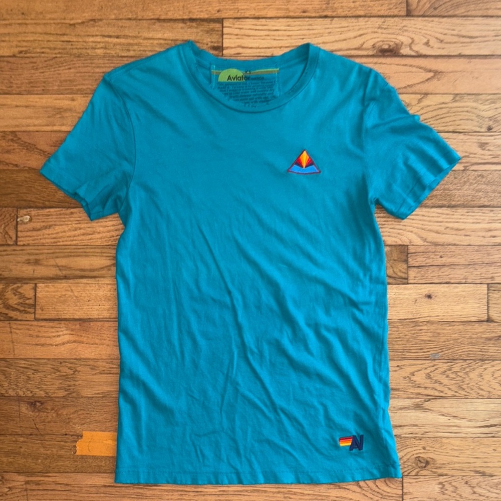 Aviator Nation Blue Short Sleeve Tee with Embroidered Detail